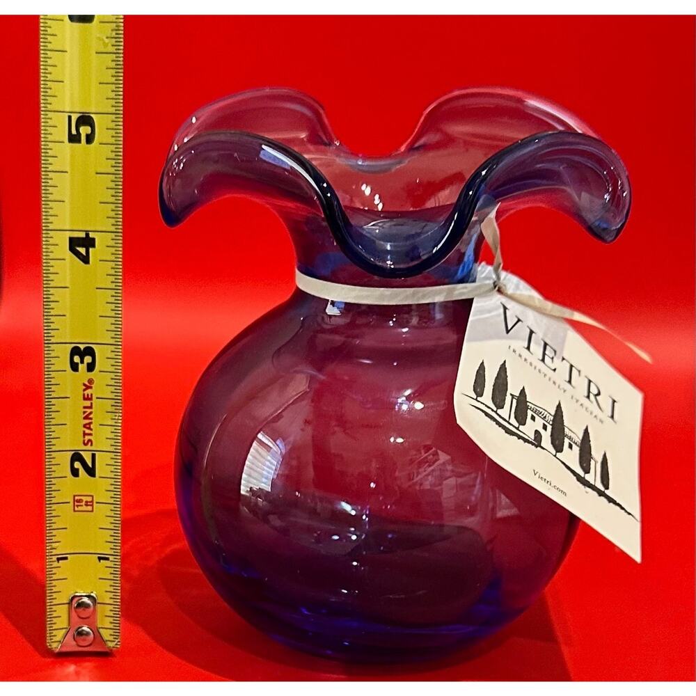 Vietri Hibiscus Mouthblown Blue Glass Irresistibly Italian Vase FREE SHIPPING